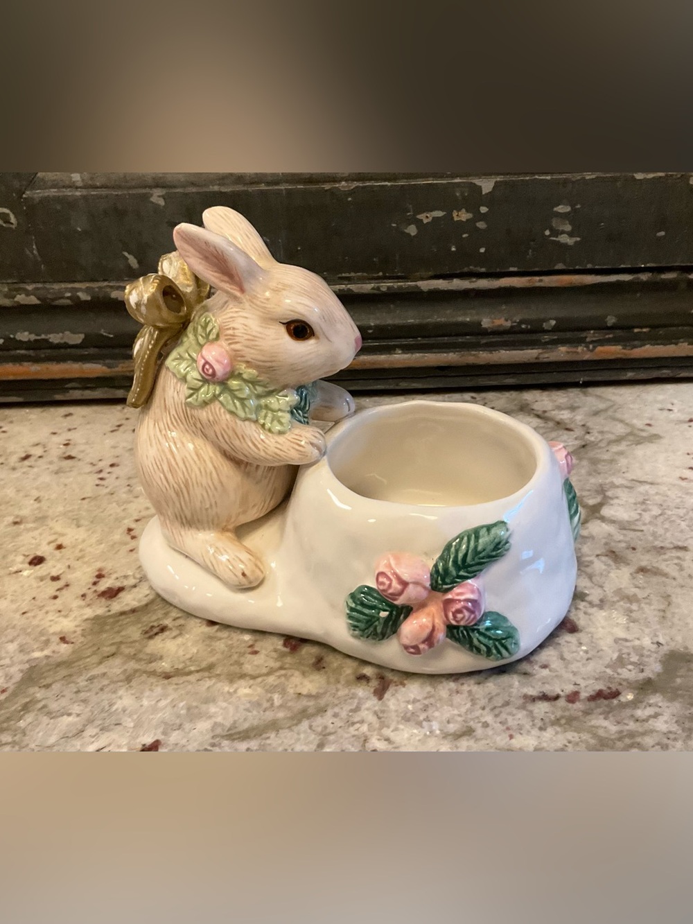Fitz and Floyd Winter Rose votive holder/planter